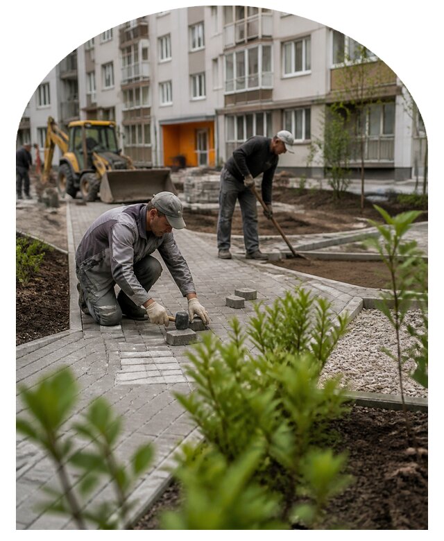 Благоустройство двора многоквартирного дома в Евпатории