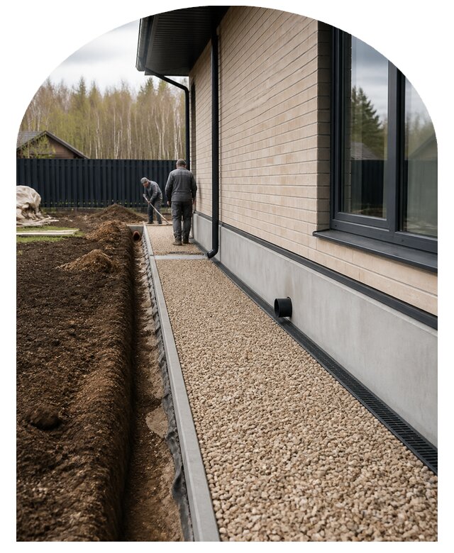 Мягкая отмостка под ключ в Евпатории по цене от 3687 р. | Метпроект-Евп